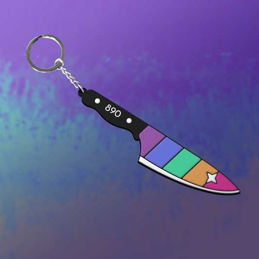 Rainbow Knife Rubber Charm